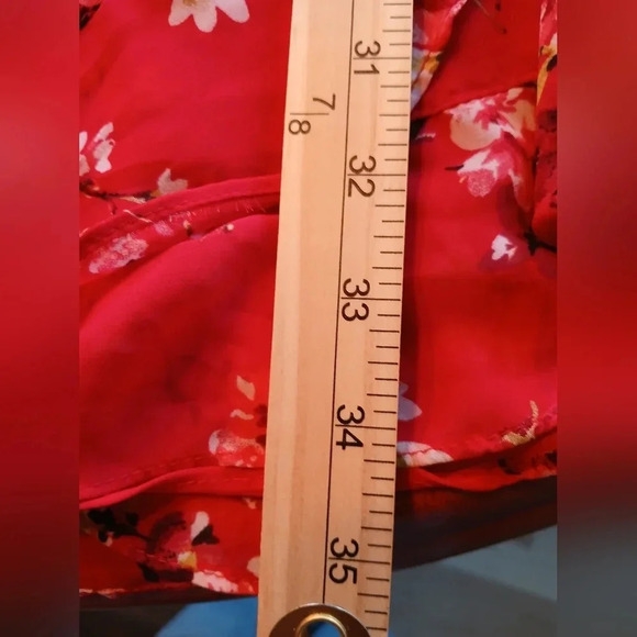DIVIDED h&m red floral fairy ruffle lined midi dress size 10 romantic Valentine - Picture 11 of 11